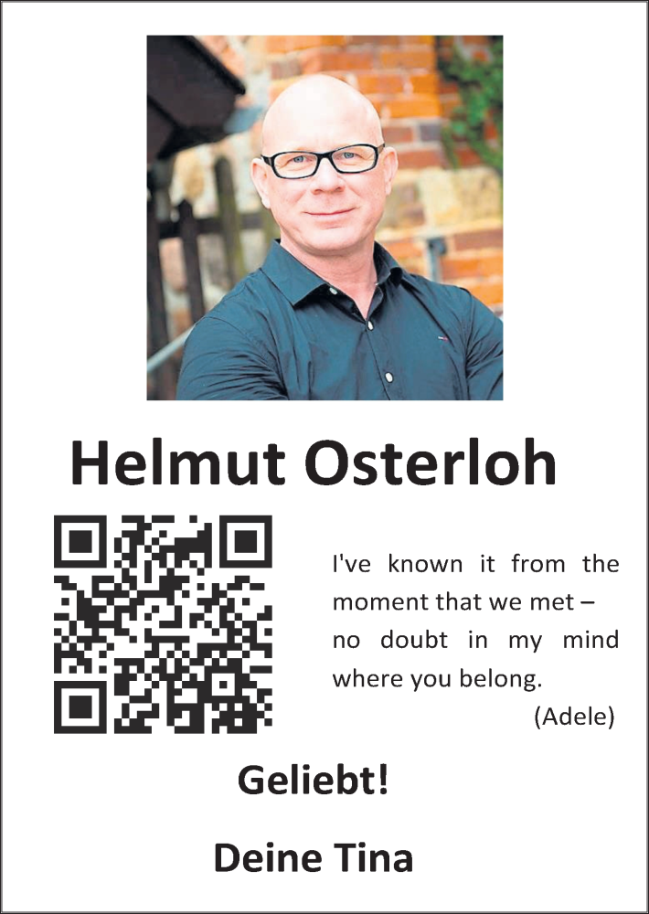  Traueranzeige für Helmut Osterloh vom 01.08.2015 aus OM-Medien