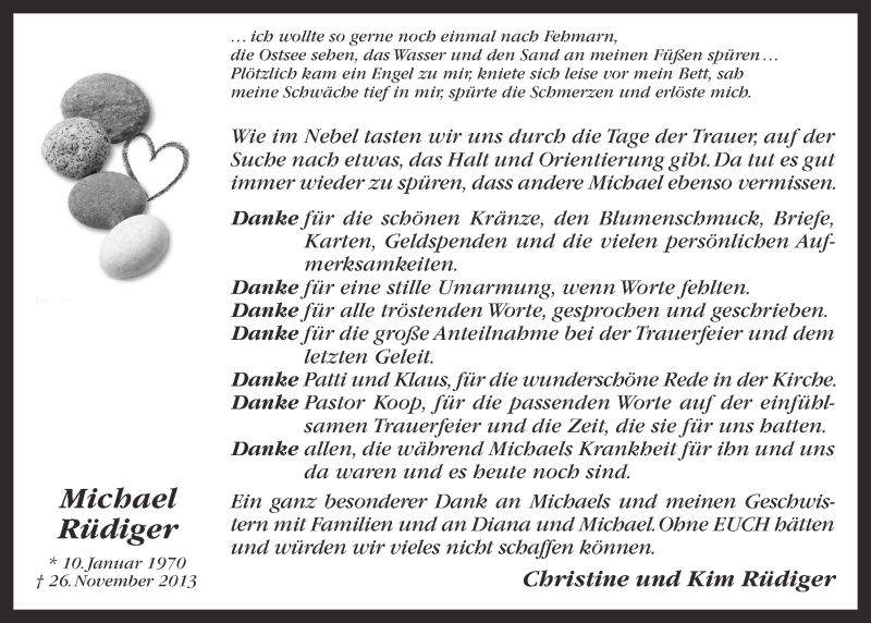  Traueranzeige für Michael Rüdiger vom 01.02.2014 aus OM-Medien