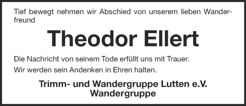  Traueranzeige für Theodor Ellert vom 05.11.2015 aus OM-Medien