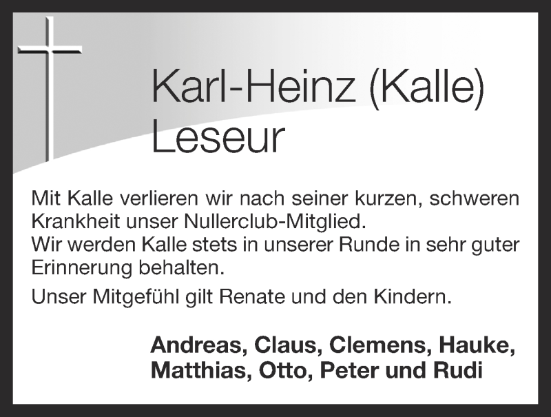  Traueranzeige für Karl-Heinz Leseur vom 30.11.2016 aus OM-Medien