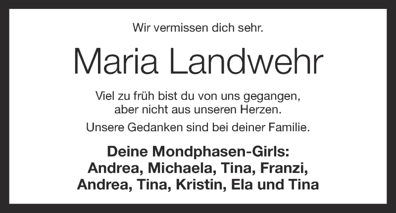  Traueranzeige für Maria Landwehr vom 28.06.2016 aus OM-Medien