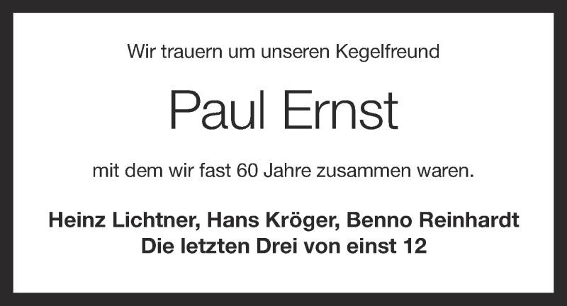  Traueranzeige für Paul Ernst vom 18.10.2018 aus OM-Medien