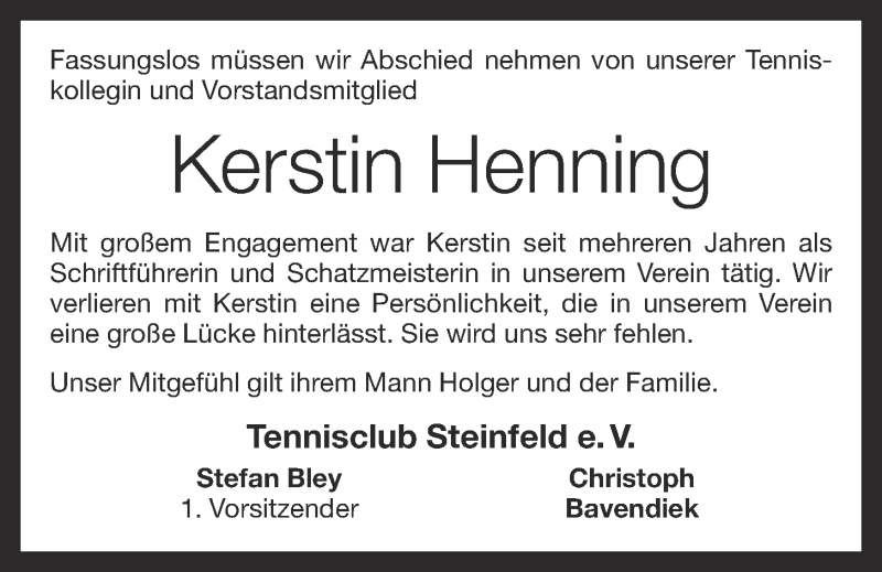  Traueranzeige für Kerstin Henning vom 14.11.2018 aus OM-Medien