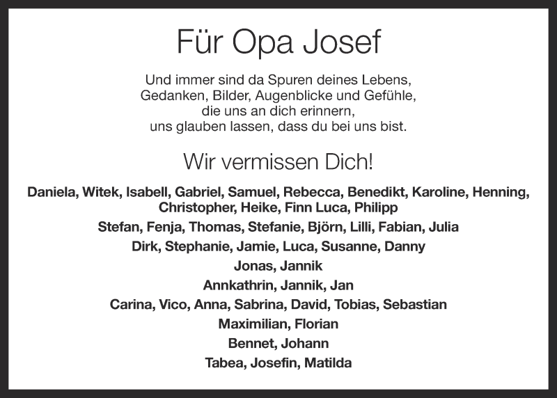  Traueranzeige für Josef Heidkamp vom 26.03.2018 aus OM-Medien