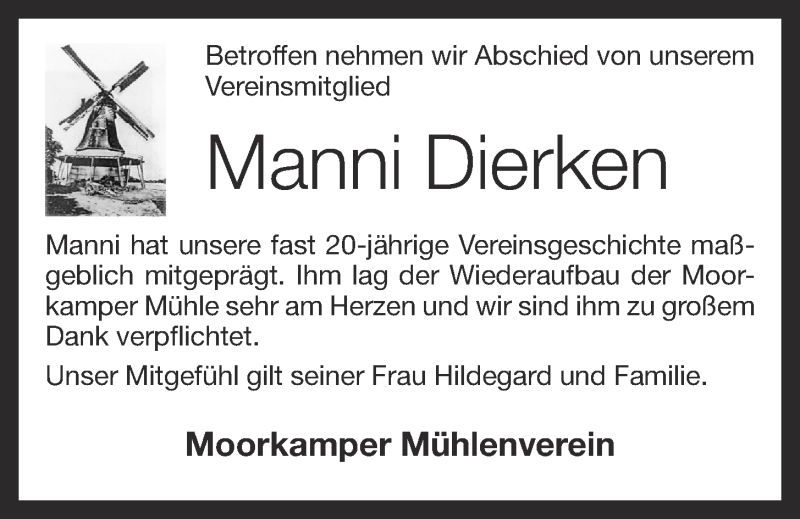  Traueranzeige für Manfred Dierken vom 23.03.2018 aus OM-Medien