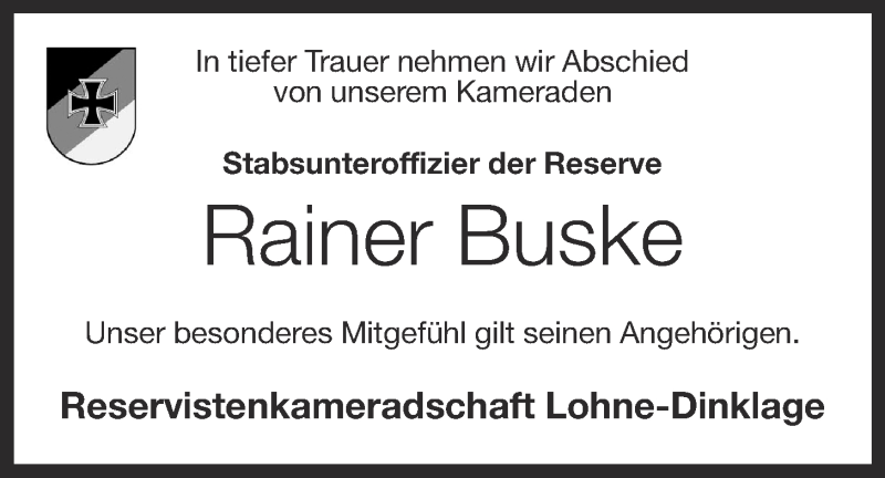  Traueranzeige für Rainer Buske vom 05.10.2019 aus OM-Medien