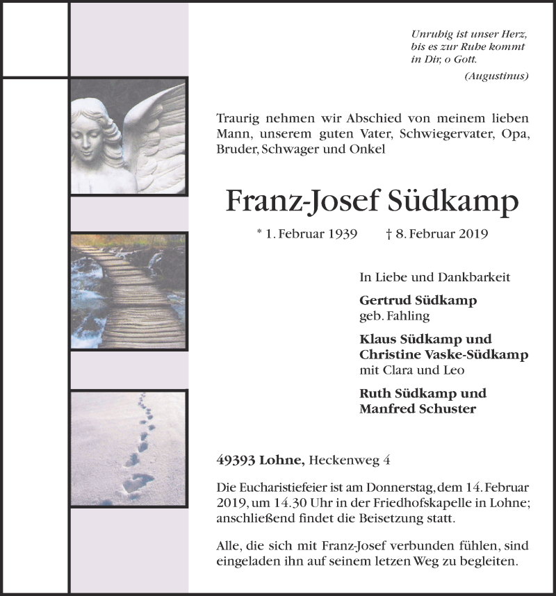  Traueranzeige für Franz-Josef Südkamp vom 11.02.2019 aus OM-Medien