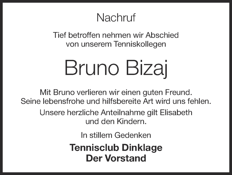  Traueranzeige für Bruno Bizaj vom 15.03.2019 aus OM-Medien