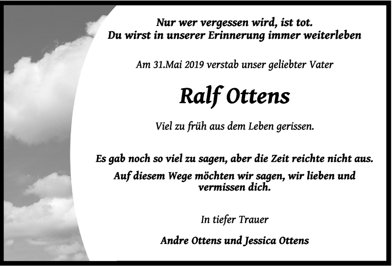  Traueranzeige für Ralf Ottens vom 11.06.2019 aus OM-Medien