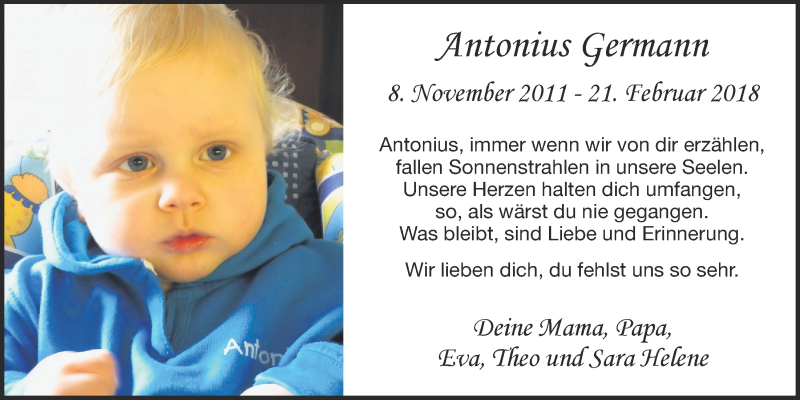  Traueranzeige für Antonius Germann vom 21.02.2020 aus OM-Medien