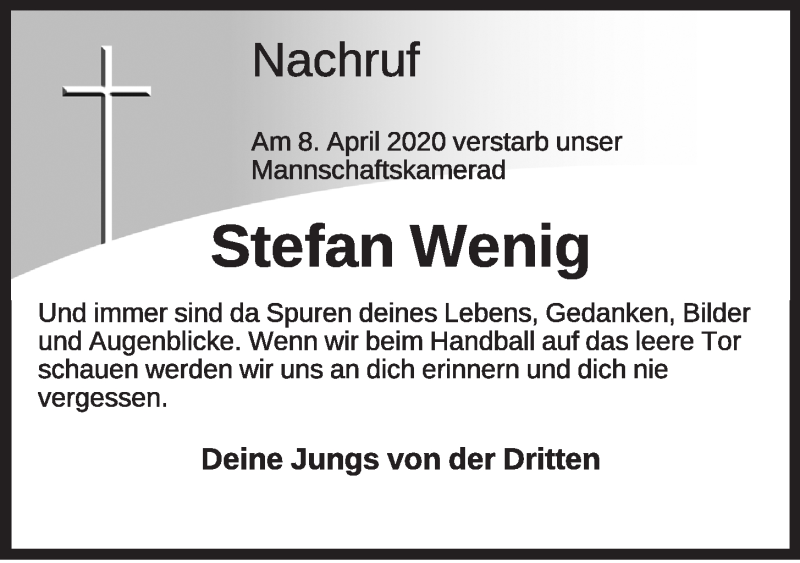  Traueranzeige für Stefan Wenig vom 14.04.2020 aus OM-Medien