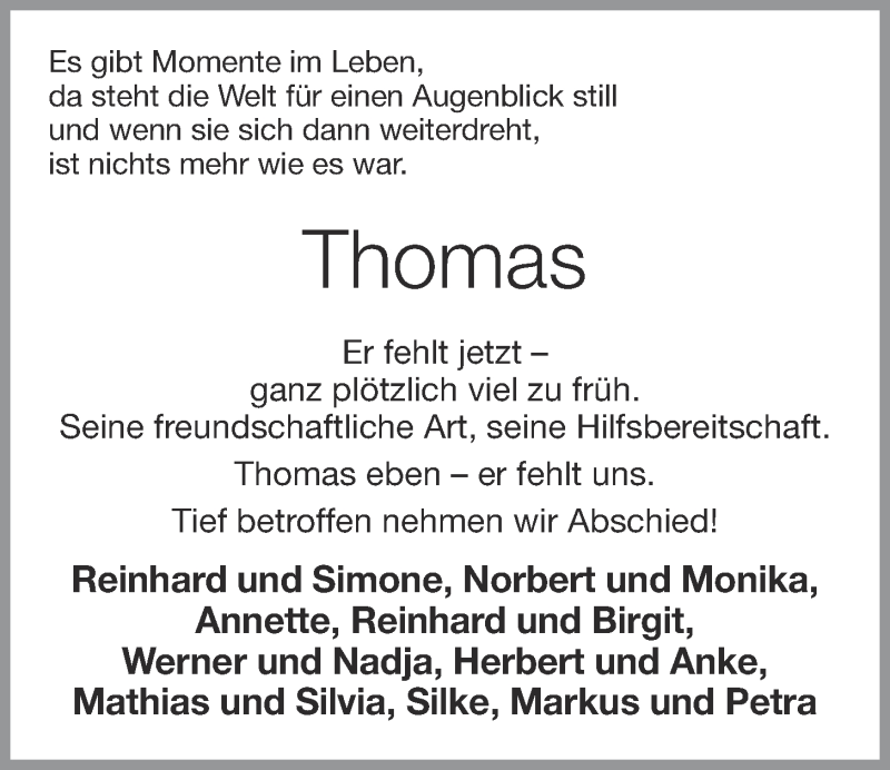  Traueranzeige für Thomas Stromann vom 20.05.2020 aus OM-Medien