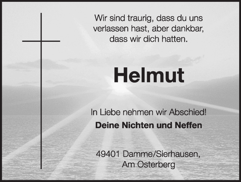  Traueranzeige für Helmut Schwarze vom 22.06.2020 aus OM-Medien