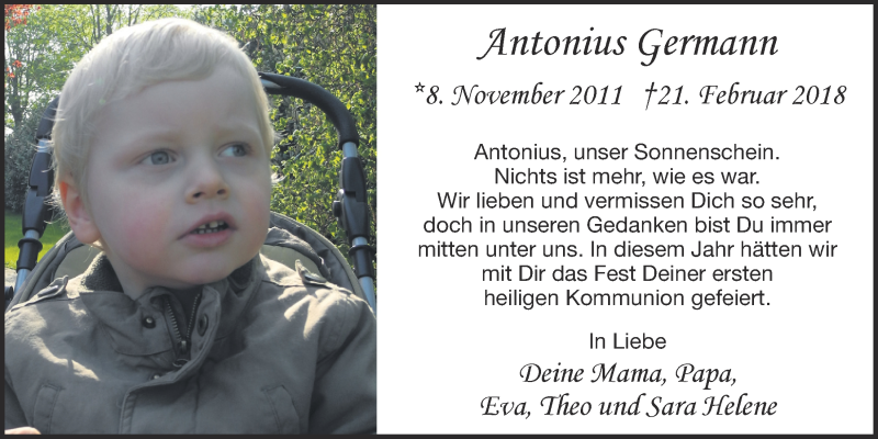  Traueranzeige für Antonius Germann vom 20.02.2021 aus OM-Medien